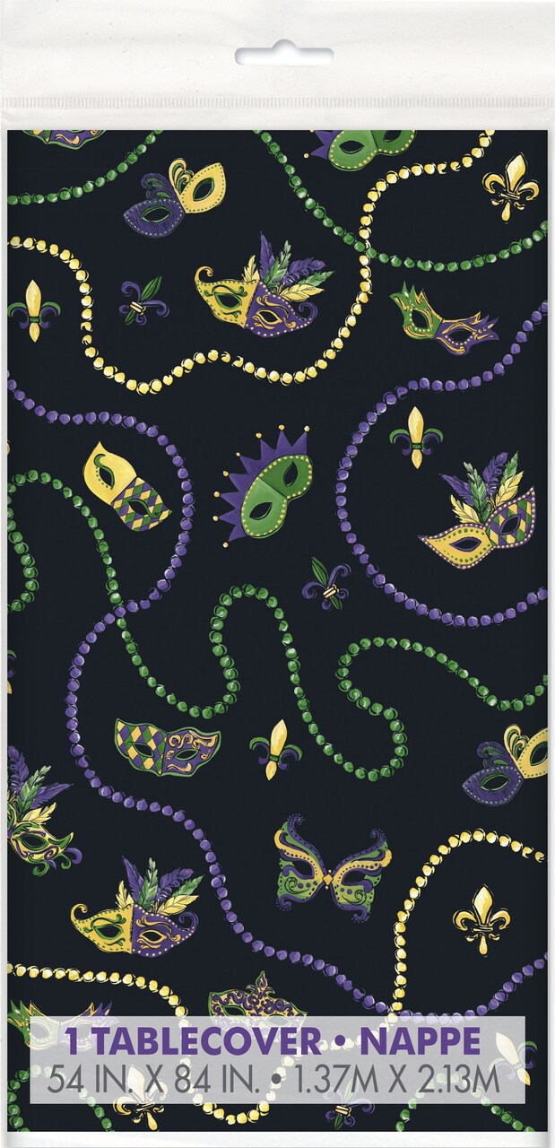 Mardi Gras Rectangular Plastic Table Cover - 54" x 84"